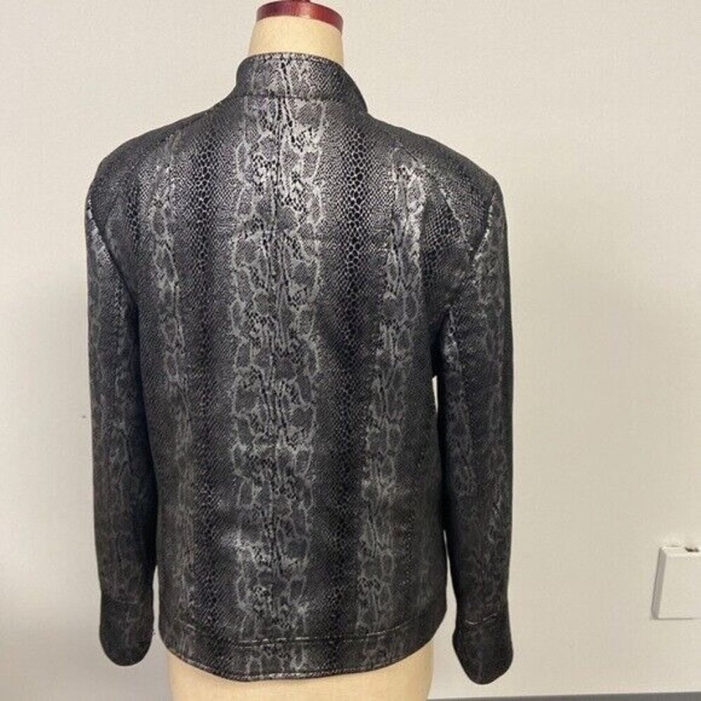 Focus Lifestyle Jacket Snake Print Black & Silver Fitted Size 12 - Picture 2 of 7
